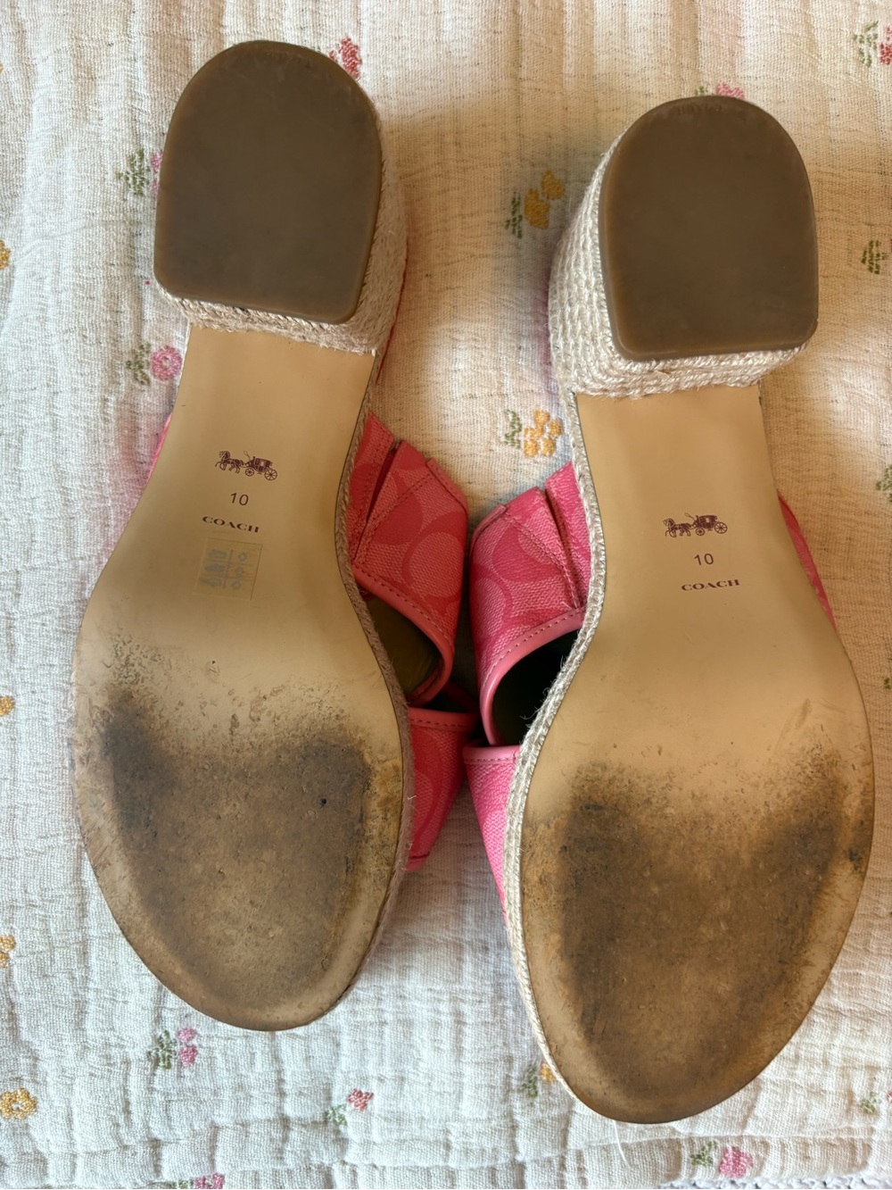 Coach Y2K 2000’s Pink Crisscross Espadrille Slide Sandals - Picture 9 of 11